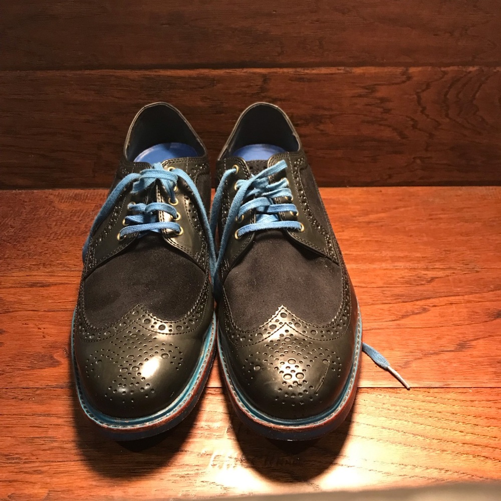 Cole Haan Men's Dark Navy and Blue Brogue Shoes